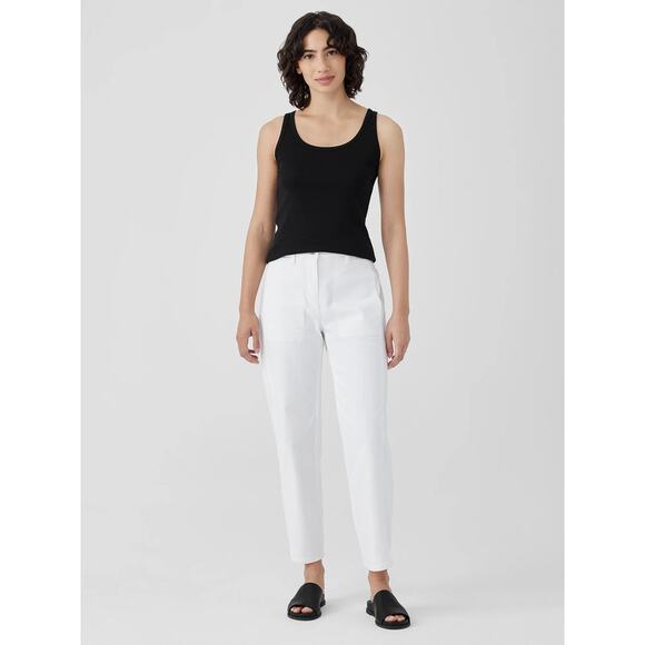 Eileen Fisher Lantern Jeans Size L White Organic Cotton Crop Denim Casual Staple - Picture 3 of 13